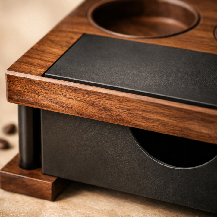 ESPRESSO TAMPING STATION WITH KNOCK BOX