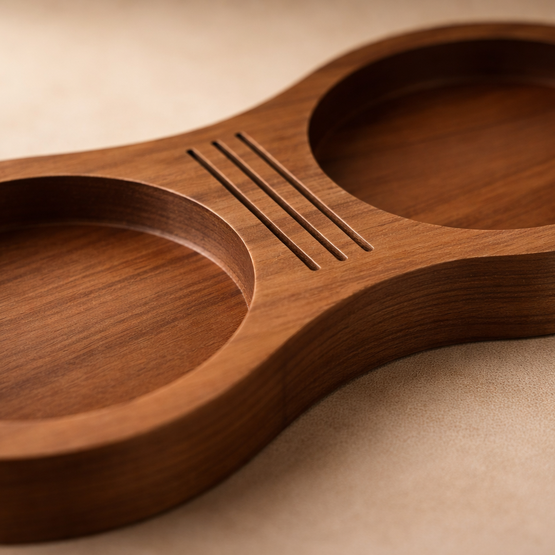 WALNUT TAMPER &amp; DISTRIBUTOR STAND